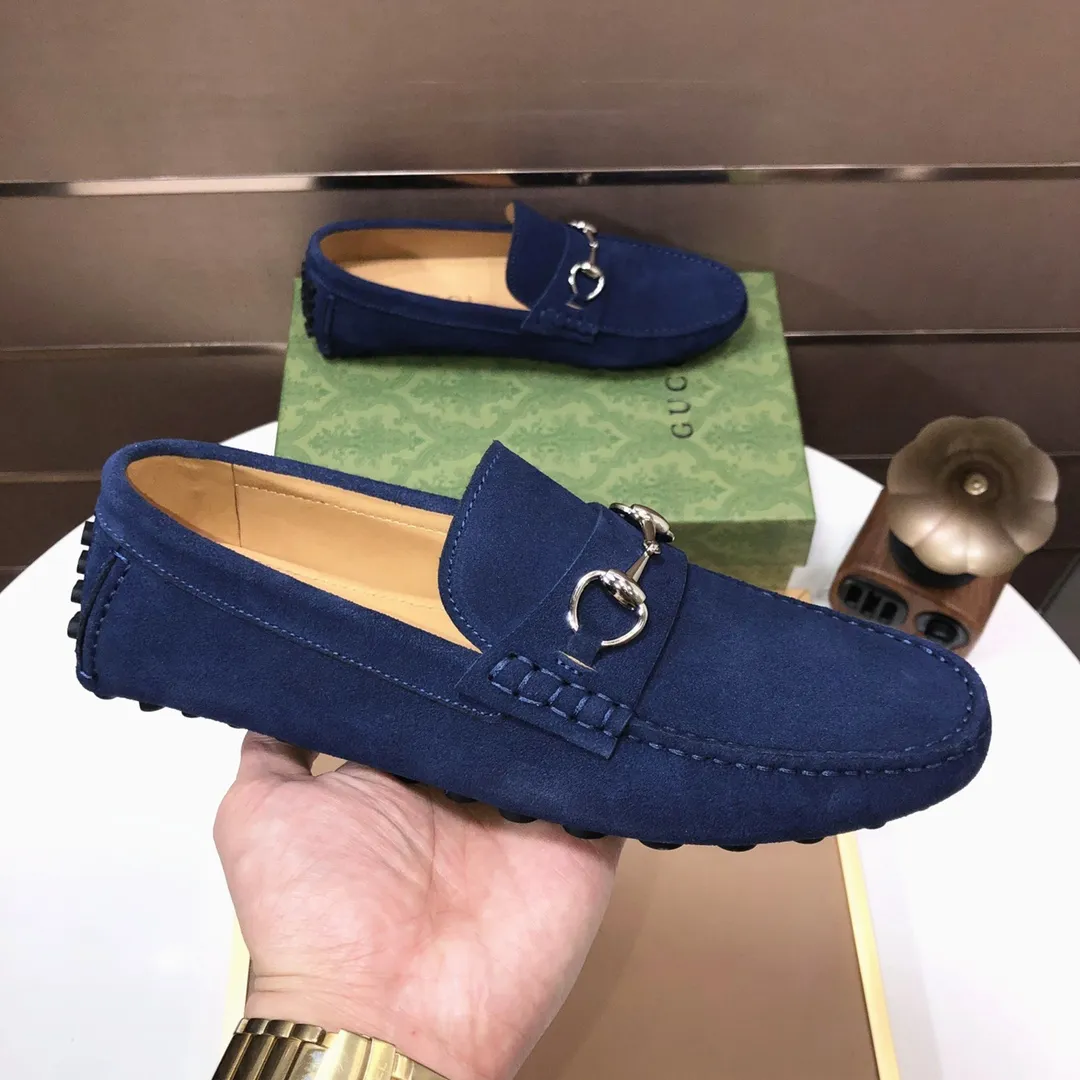 Men's Men's Shoes💰420💰[Gucci GUCCI] (High-end Niuli) New 🍀Gucci*-Gucci Peas Shoes! Made of imported original cowhide, the inner top layer is comfortable cowhide lining! Original wear-resistant rubber outsole! High quality products! Code number 38-44!